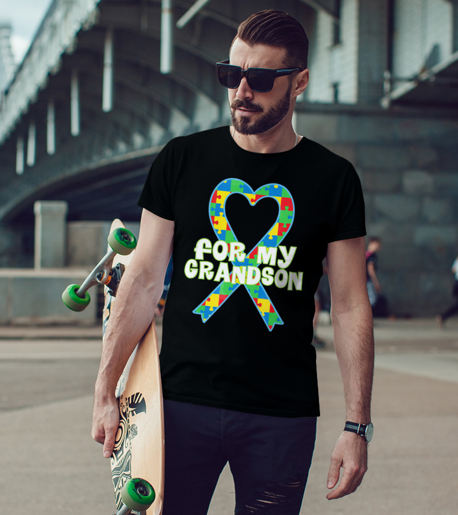 Autism Awareness Heart Puzzle For My Grandson T-Shirt