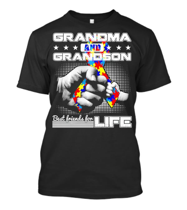 Grandma And Grandson Best Friends For Life Autism Puzzle T-Shirt