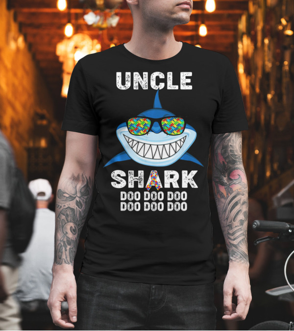 Uncle Shark Doo Doo Doo Autism Awareness Puzzle Sunglasses T-Shirt Uncle Shark Doo Doo Doo Autism Awareness Puzzle Sunglasses T-Shirt