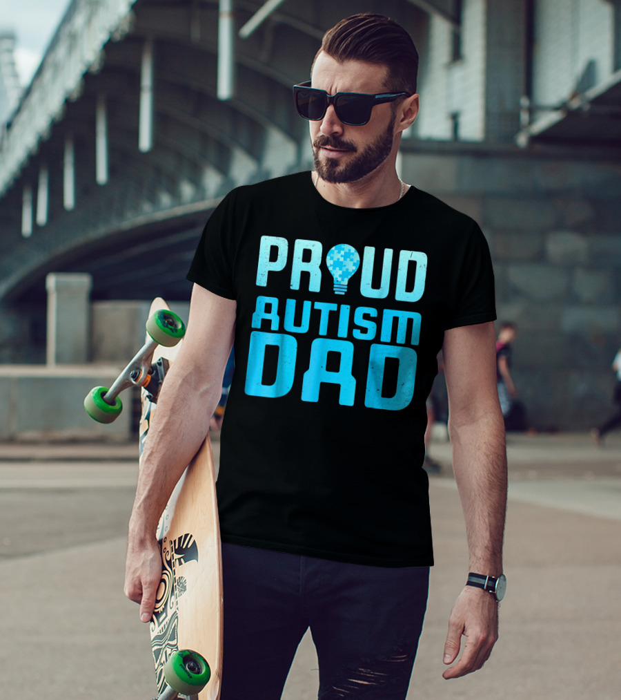Proud Autism Dad Light Bulb Puzzle T-Shirt