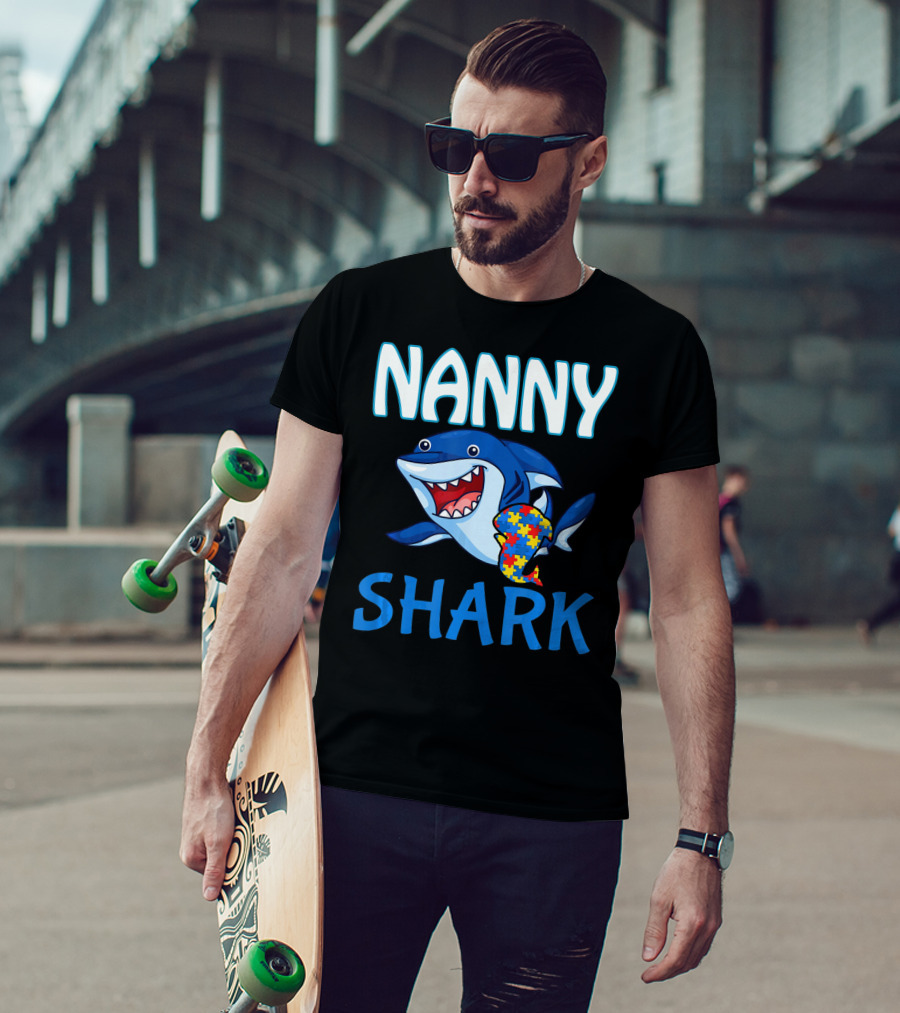 Nanny Shark Autism Awareness Puzzle Piece T-Shirt