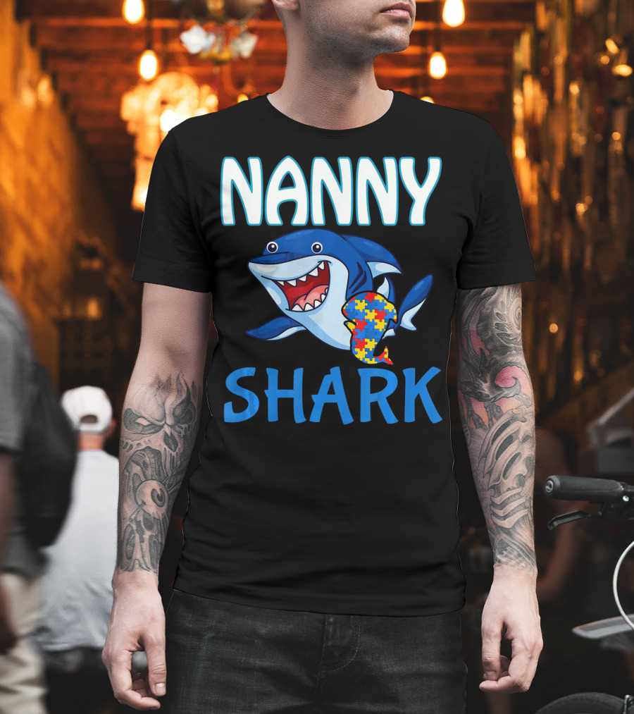 Nanny Shark Autism Awareness Puzzle Piece T-Shirt