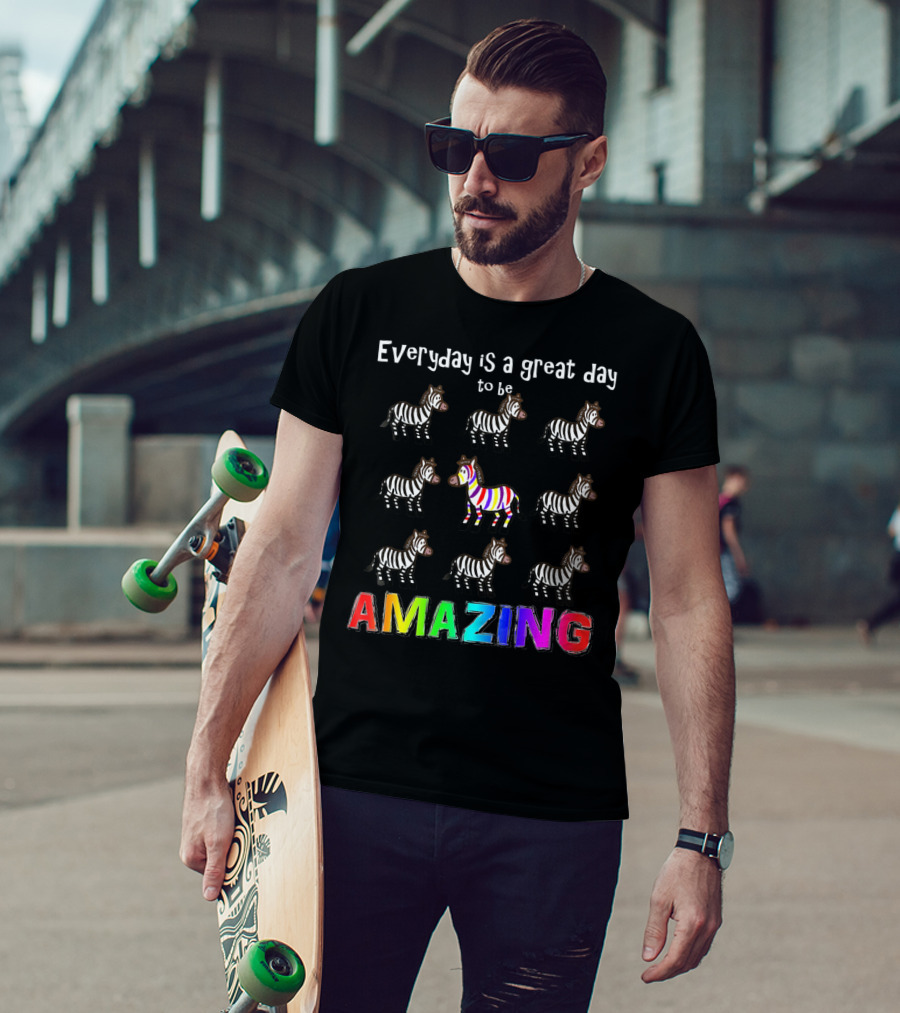 Everyday Is A Great Day To Be Amazing Rainbow Zebra T-Shirt