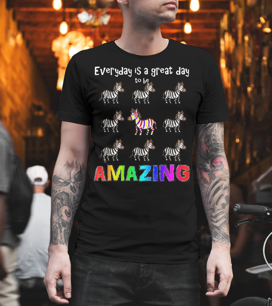 Everyday Is A Great Day To Be Amazing Rainbow Zebra T-Shirt