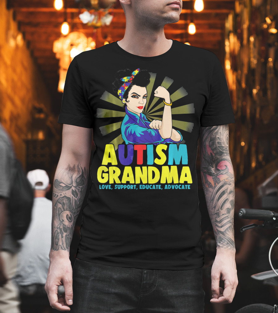 Autism Grandma Love Support Educate Advocate Retro Iconic T-Shirt