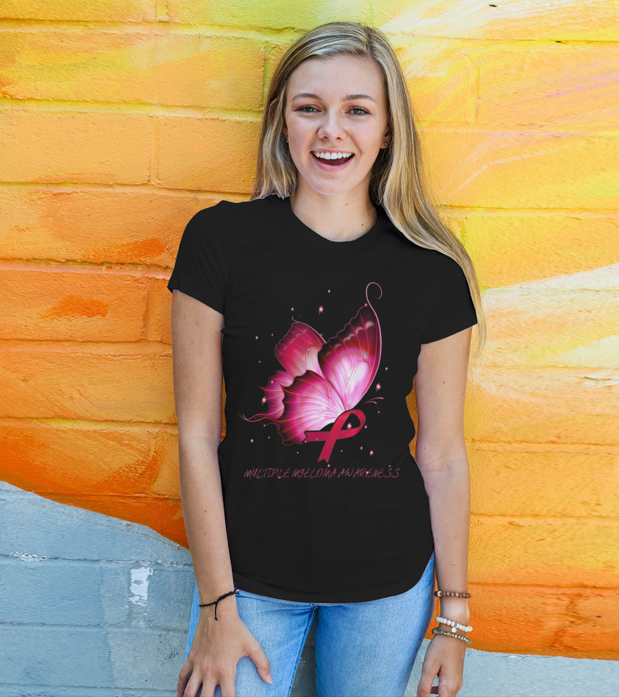 MULTIPLE MYELOMA AWARENESS Pink Butterfly T-Shirt