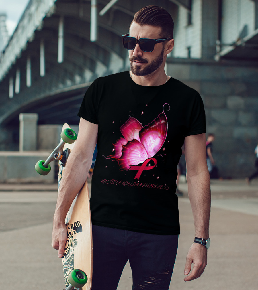 MULTIPLE MYELOMA AWARENESS Pink Butterfly T-Shirt