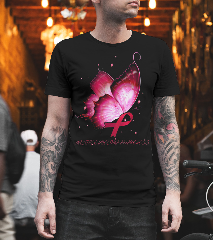 MULTIPLE MYELOMA AWARENESS Pink Butterfly T-Shirt