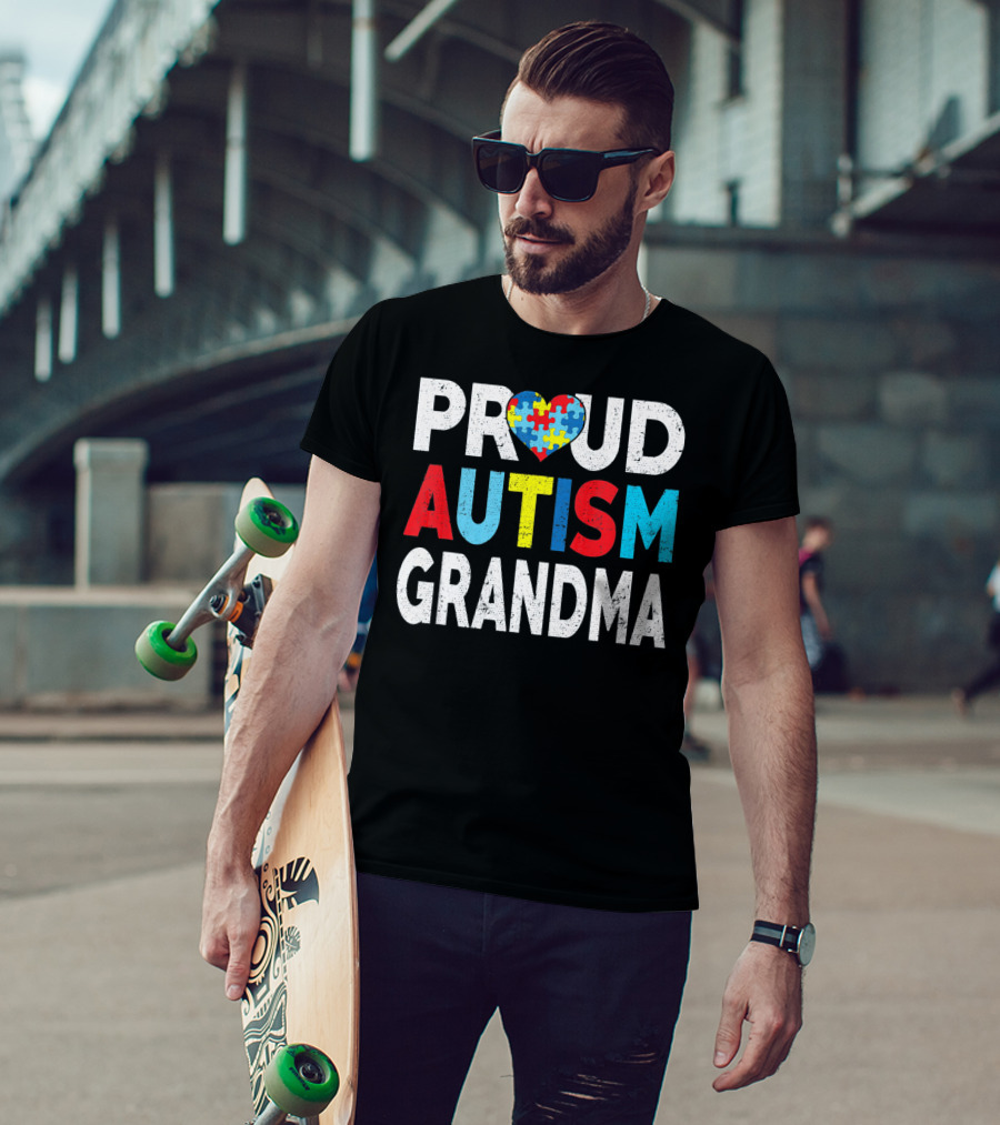 Proud Autism Grandma Heart Puzzle Love T-Shirt