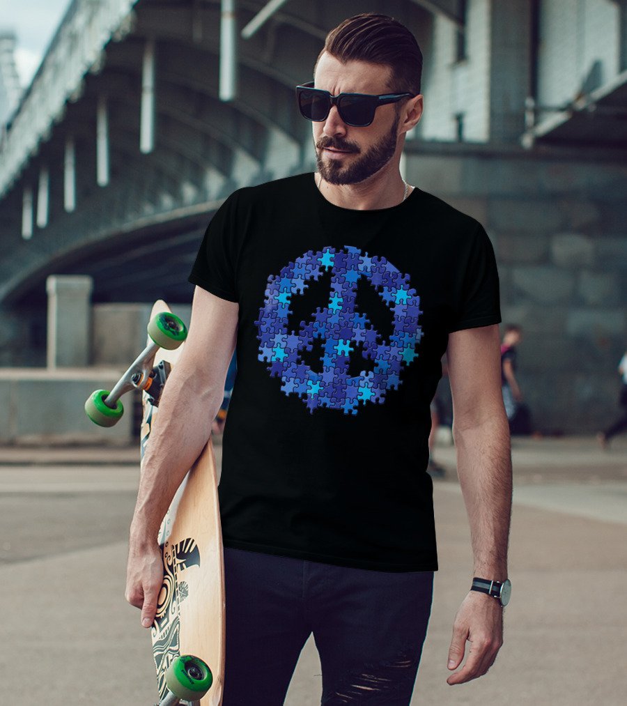 Puzzle Peace Sign Autism Spectrum Asperger T-Shirt