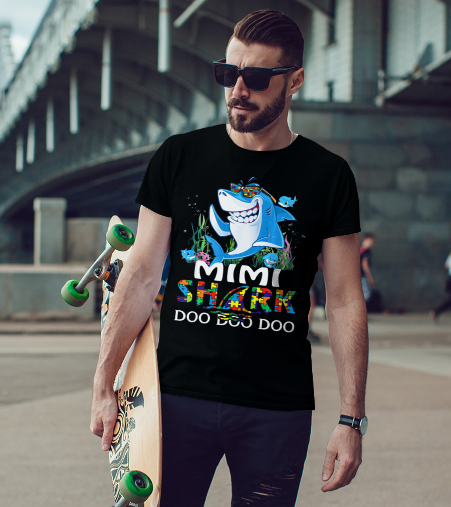 Mimi Shark Autism Awareness Doo Doo Doo T-Shirt