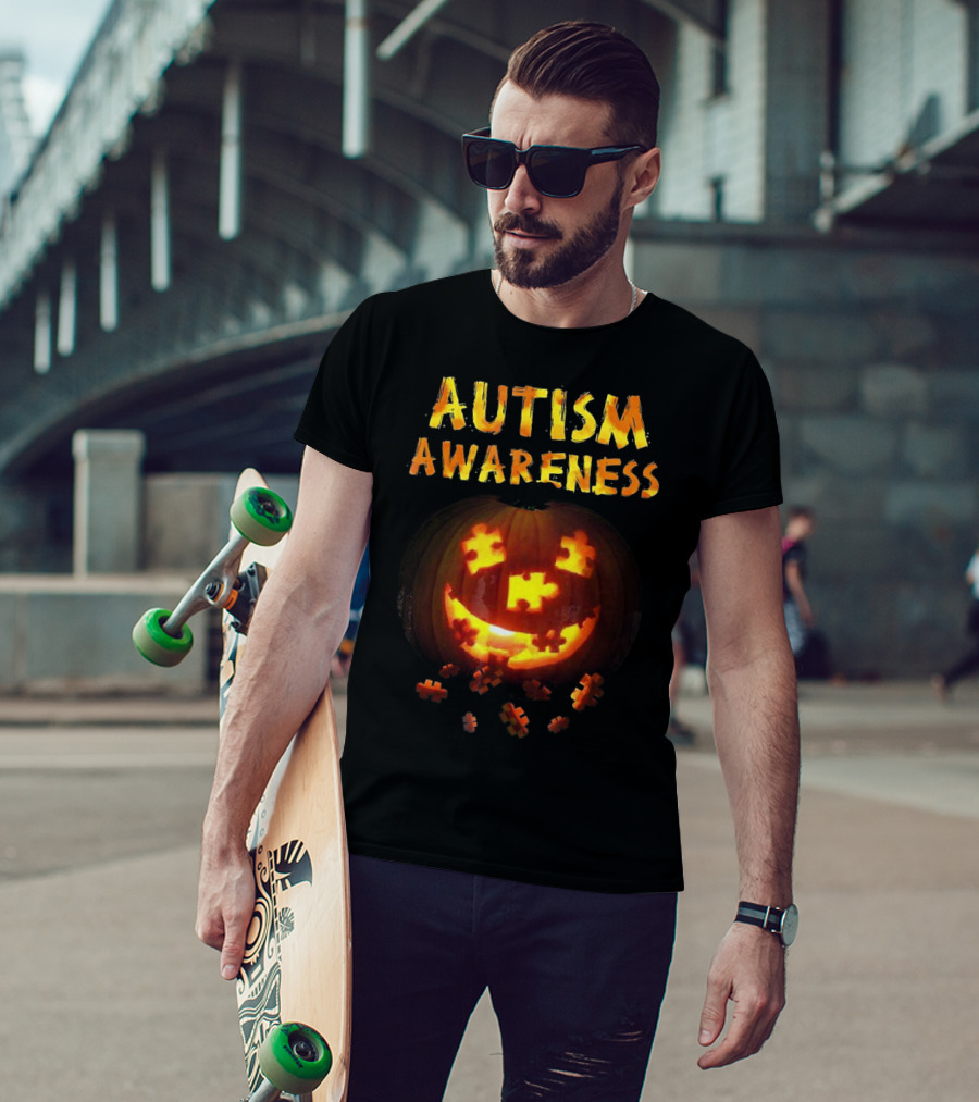 Autism Awareness Halloween Pumpkin Puzzle T-Shirt