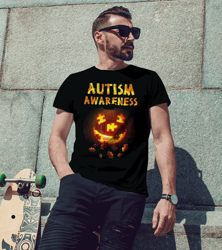Autism Awareness Halloween Pumpkin Puzzle T-Shirt