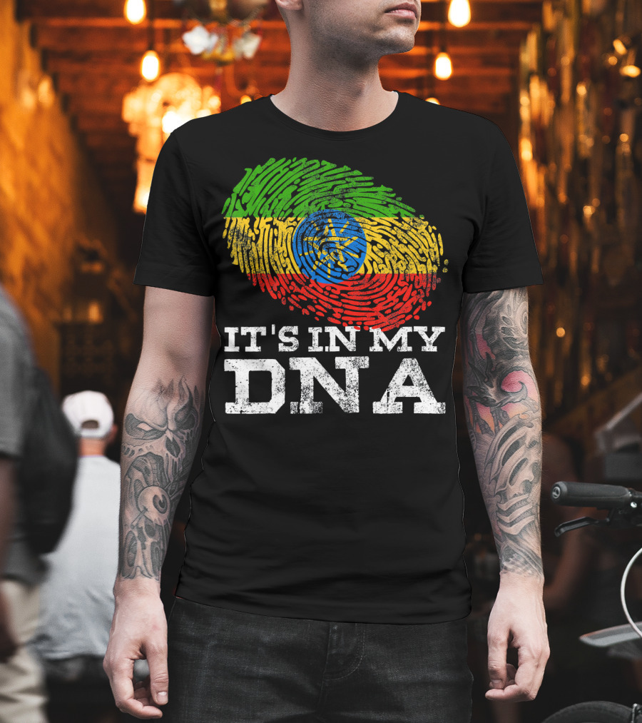 It's In My DNA Ethiopian Flag Fingerprint T-Shirt