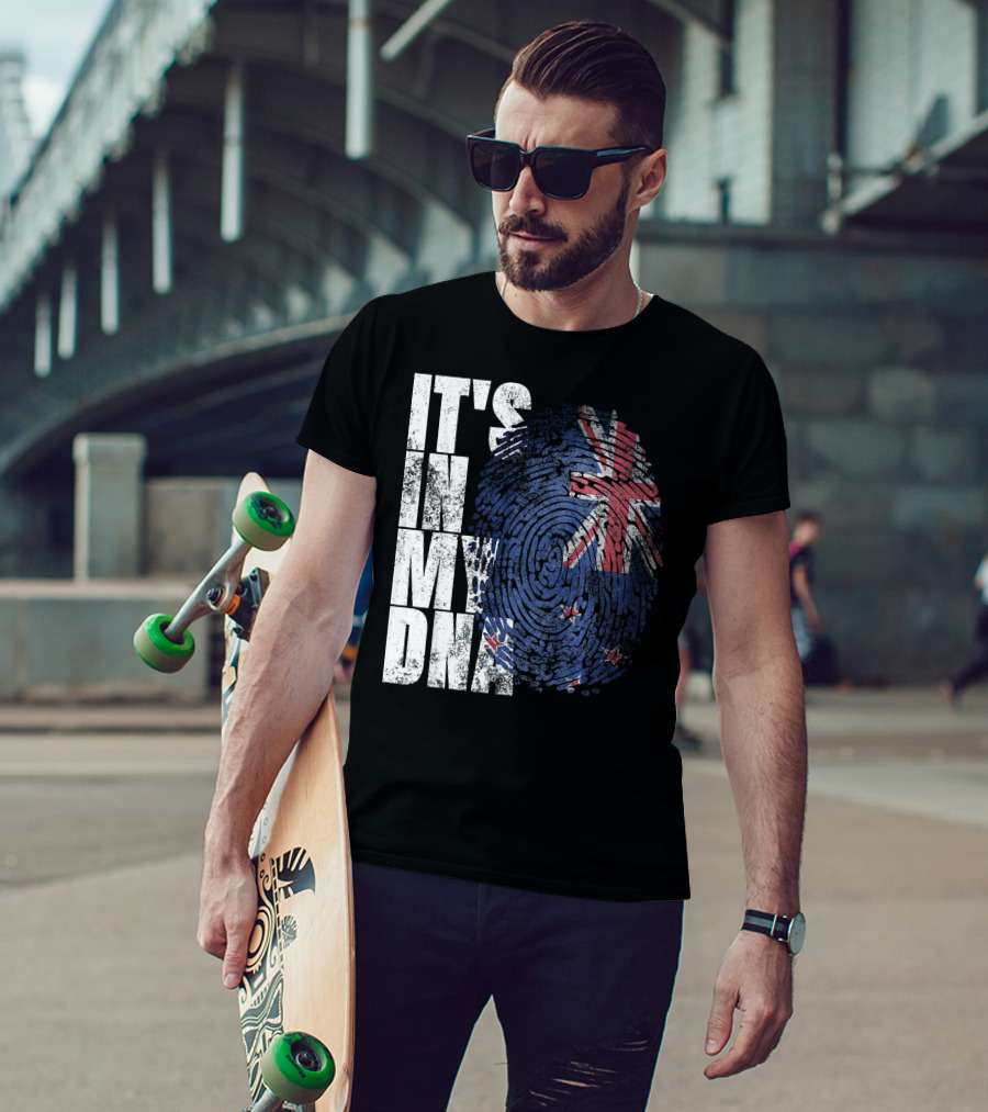 IT'S IN MY DNA New Zealand Maori Kiwi Flag Fingerprint T-Shirt