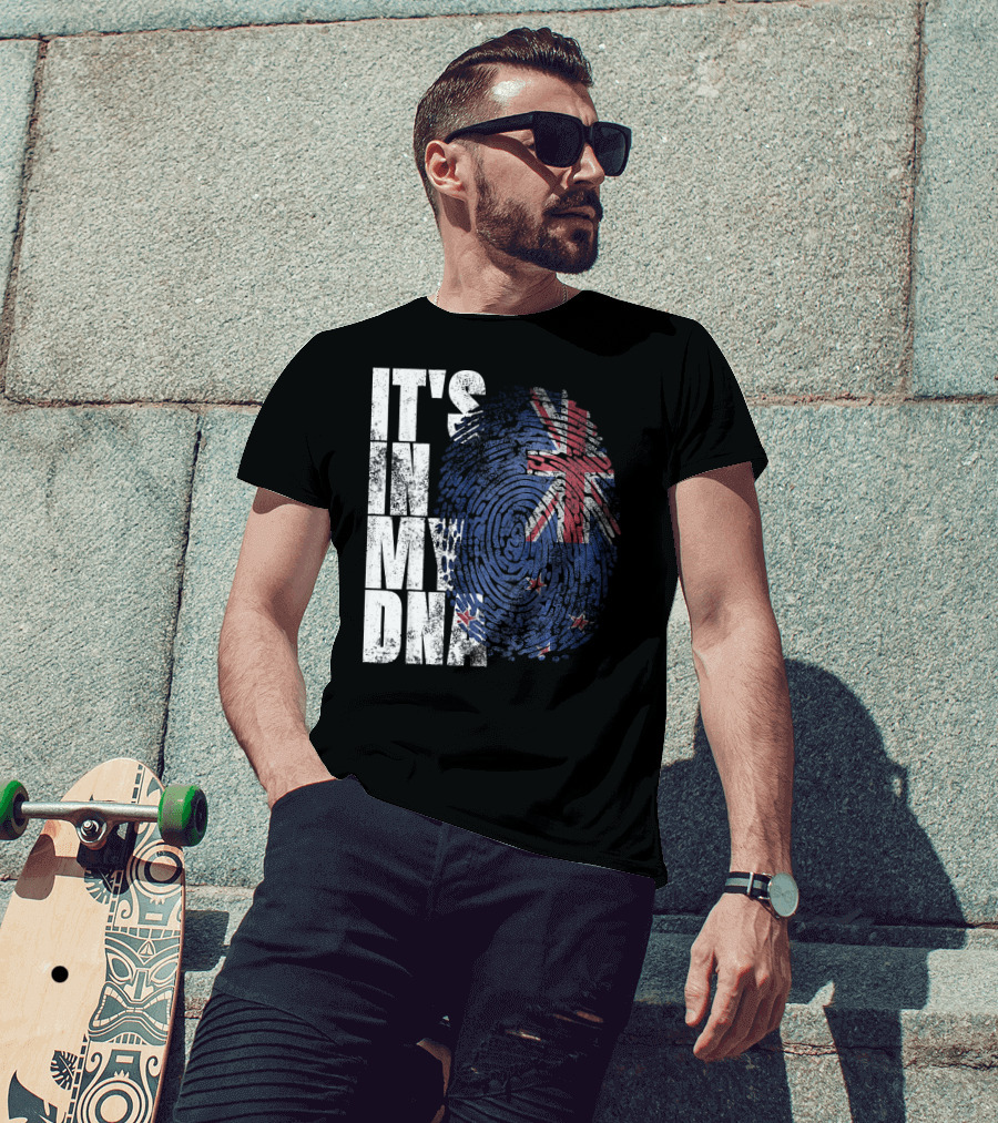 IT'S IN MY DNA New Zealand Maori Kiwi Flag Fingerprint T-Shirt
