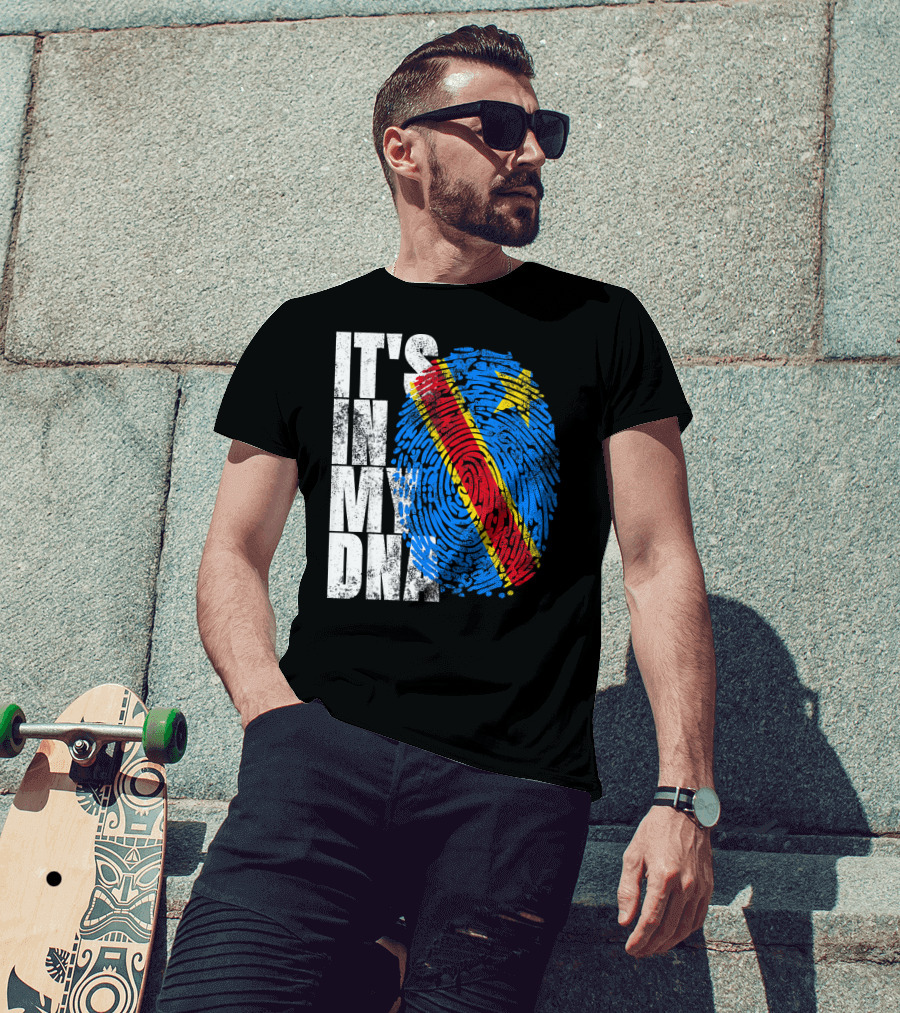 It's In My DNA Congo Flag Fingerprint Afro T-Shirt