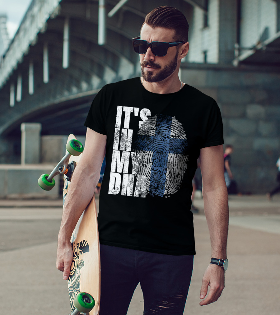 It's In My DNA Finnish Suomi Finland Fingerprint Flag T-Shirt