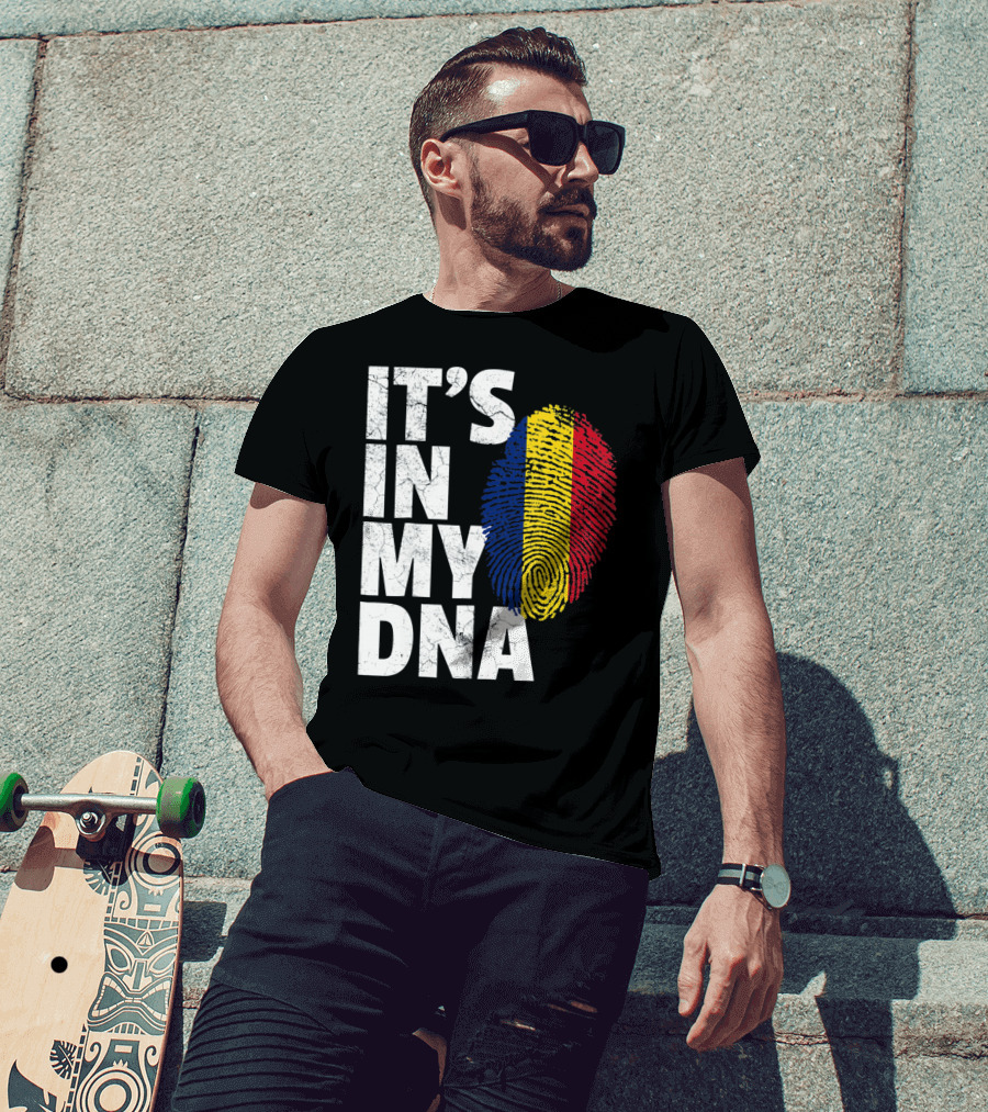 IT'S IN MY DNA Romanian Flag Fingerprint T-Shirt