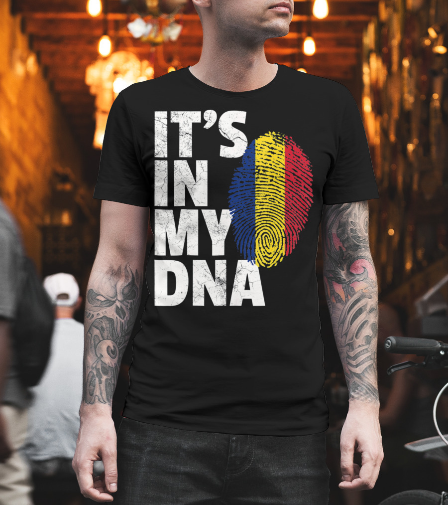 IT'S IN MY DNA Romanian Flag Fingerprint T-Shirt