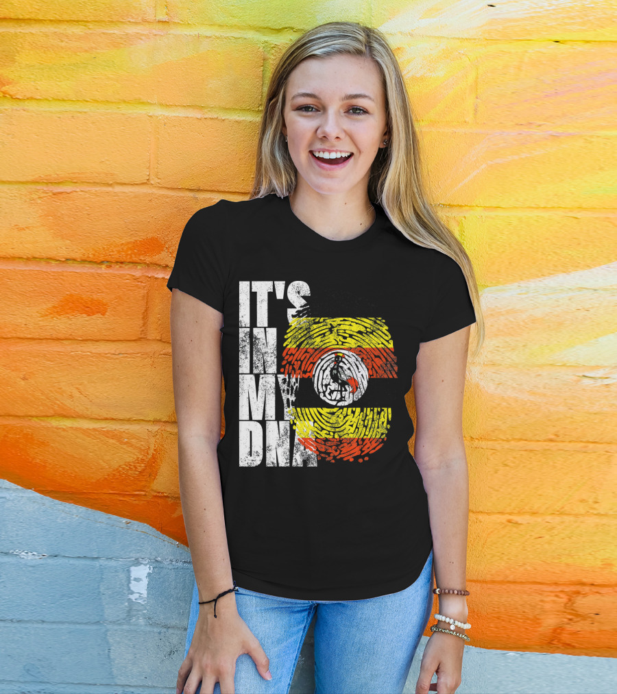 It's In My DNA Uganda African American Flag Fingerprint T-Shirt