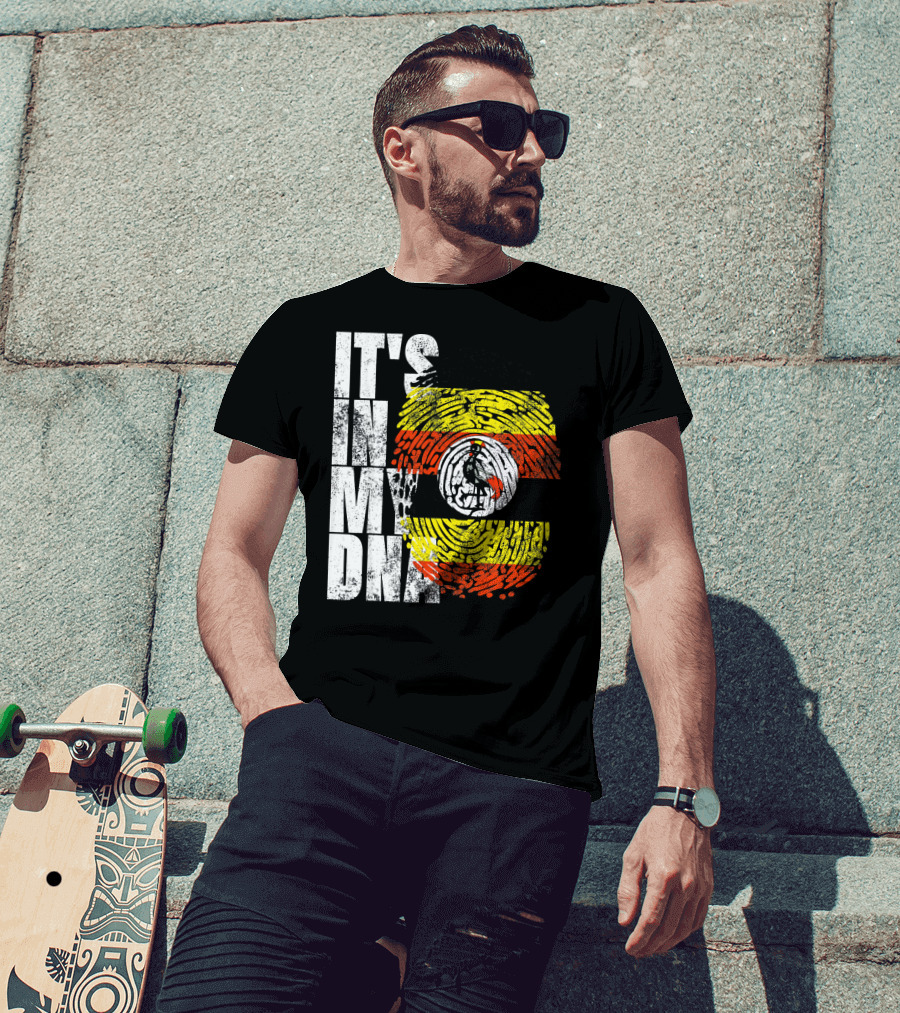 It's In My DNA Uganda African American Flag Fingerprint T-Shirt