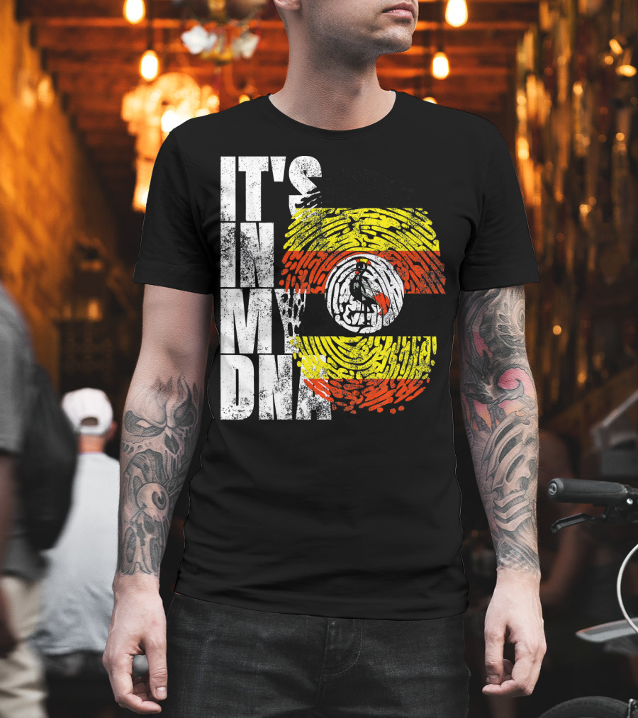 It's In My DNA Uganda African American Flag Fingerprint T-Shirt