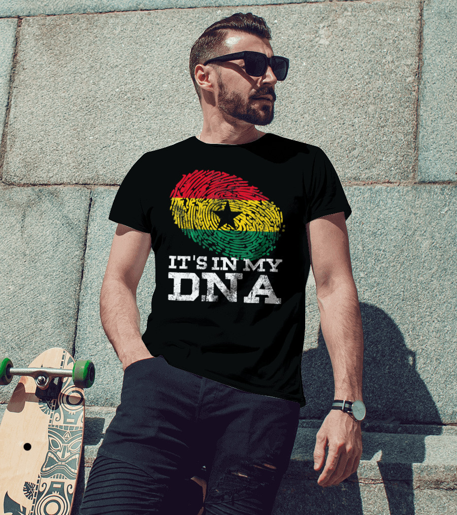 It's In My DNA Ghanaian African Fingerprint Flag T-Shirt