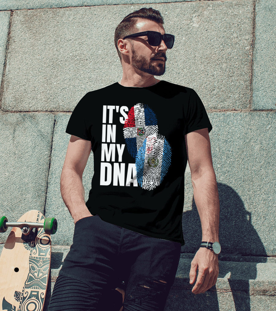 It's In My DNA Guatemalan And Dominican Mix Flag Fingerprints T-Shirt