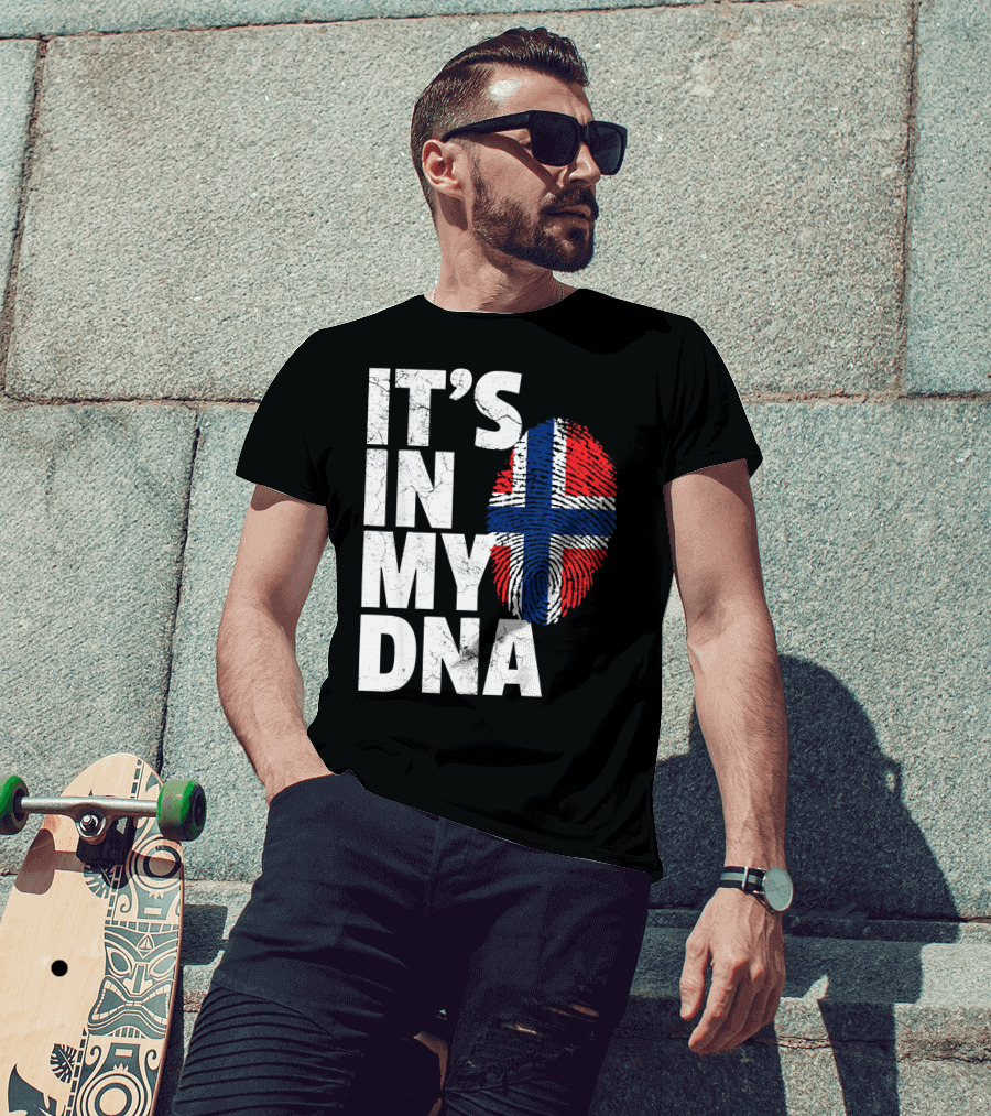 IT'S IN MY DNA Norwegian Norway Flag Fingerprint Pride T-Shirt