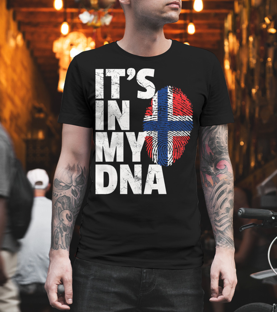 IT'S IN MY DNA Norwegian Norway Flag Fingerprint Pride T-Shirt