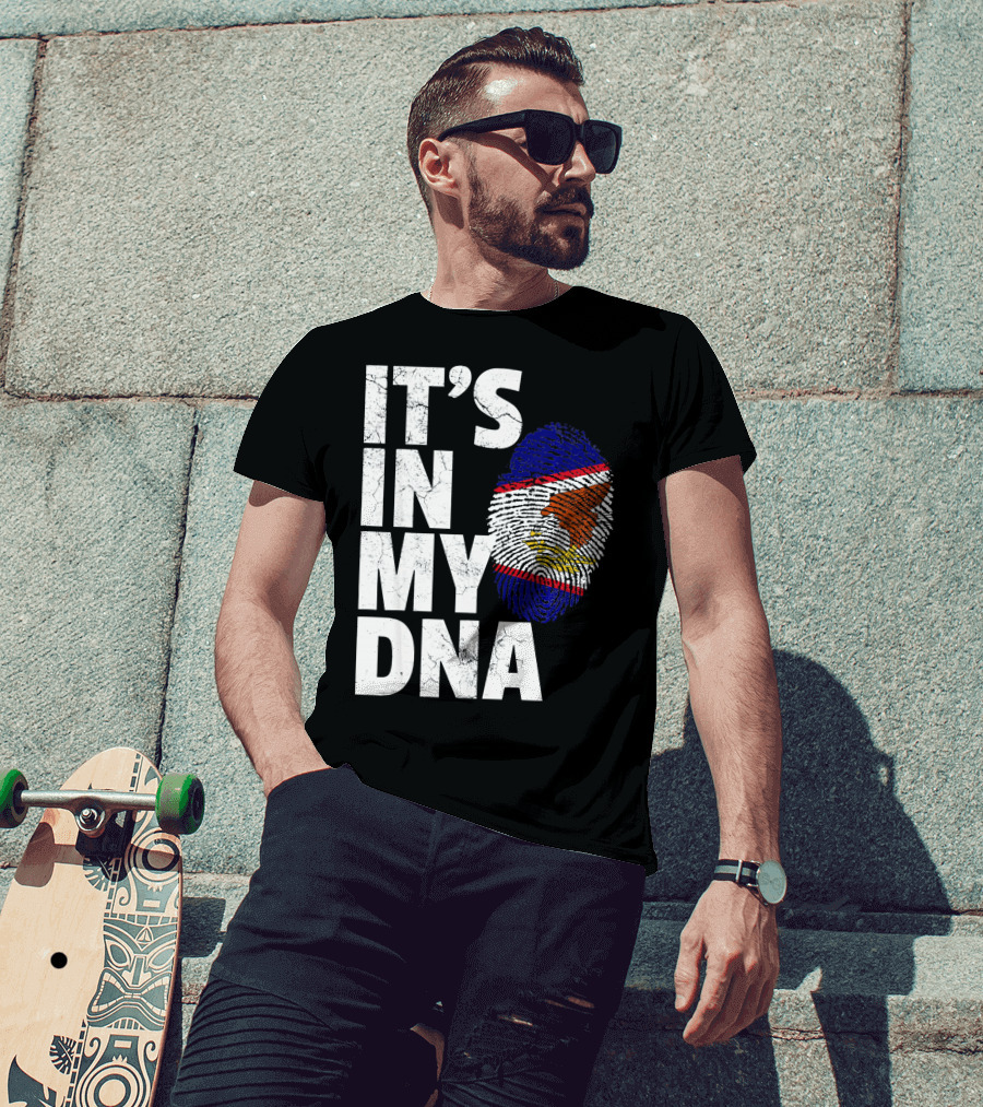 IT'S IN MY DNA American Samoa Flag Samoan Fingerprint T-Shirt