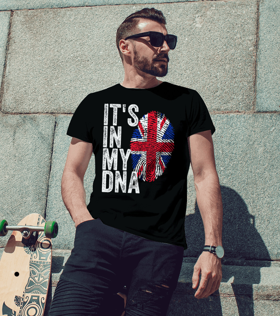 IT'S IN MY DNA UK Union Jack Fingerprint Flag T-Shirt