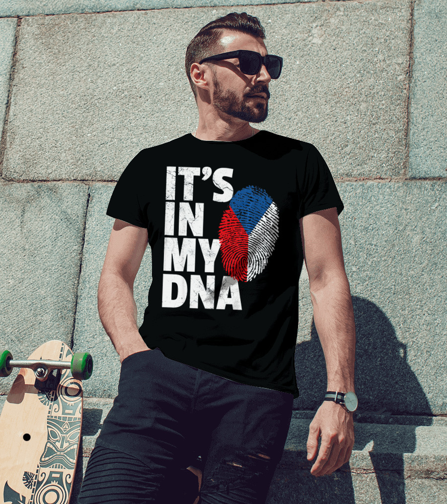 IT'S IN MY DNA Czechia Czech Republic Fingerprint Flag T-Shirt