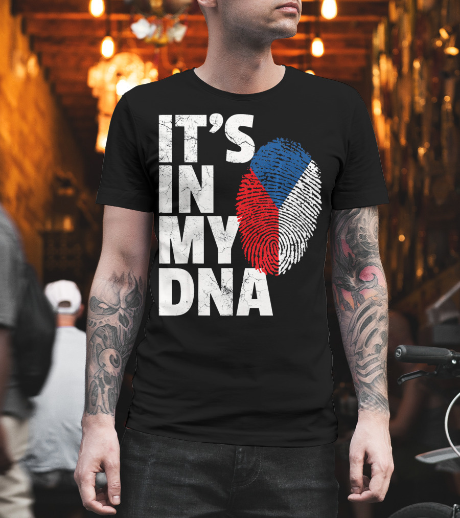 IT'S IN MY DNA Czechia Czech Republic Fingerprint Flag T-Shirt