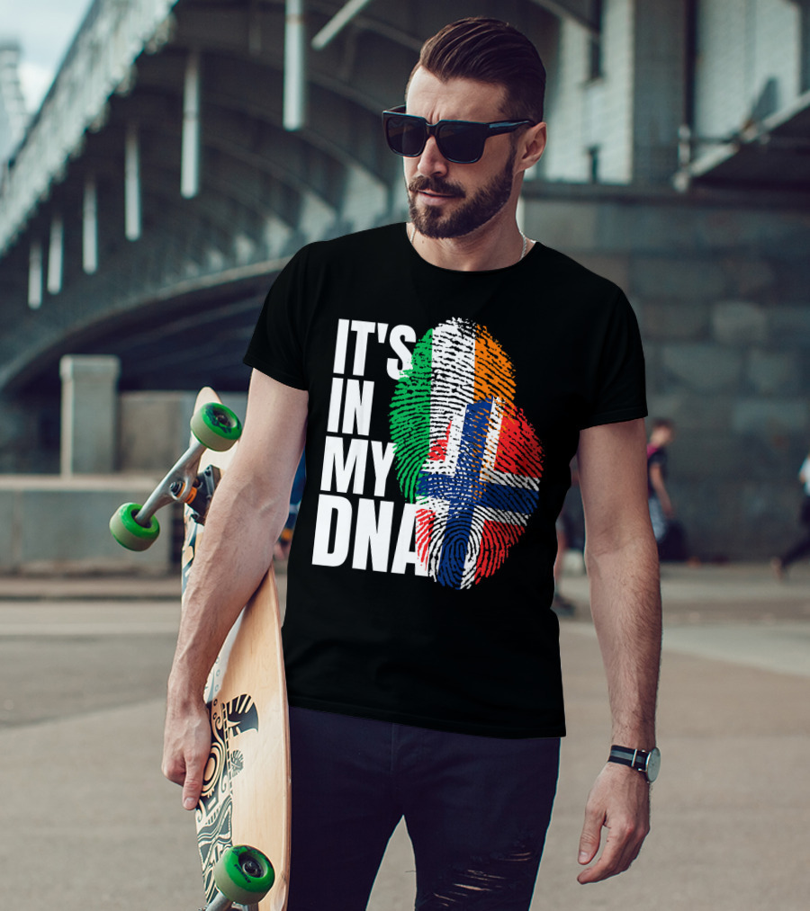 IT'S IN MY DNA Irish Plus Norwegian Mix Heritage Fingerprint T-Shirt