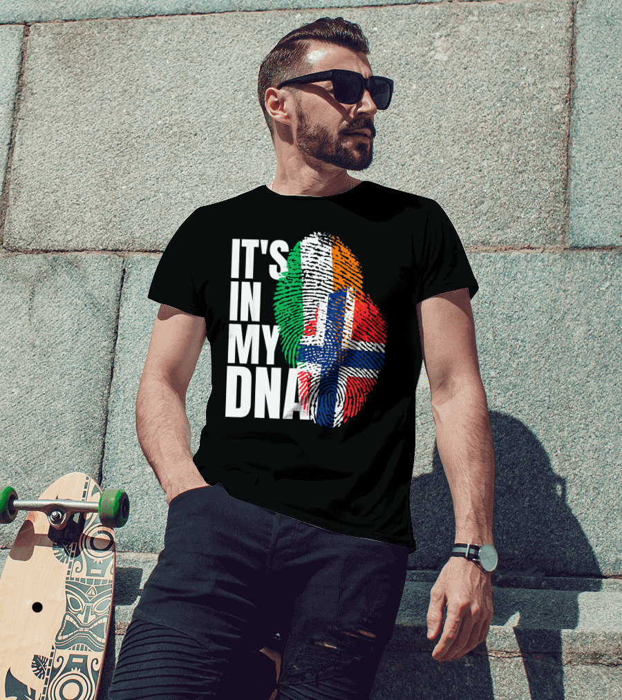 IT'S IN MY DNA Irish Plus Norwegian Mix Heritage Fingerprint T-Shirt