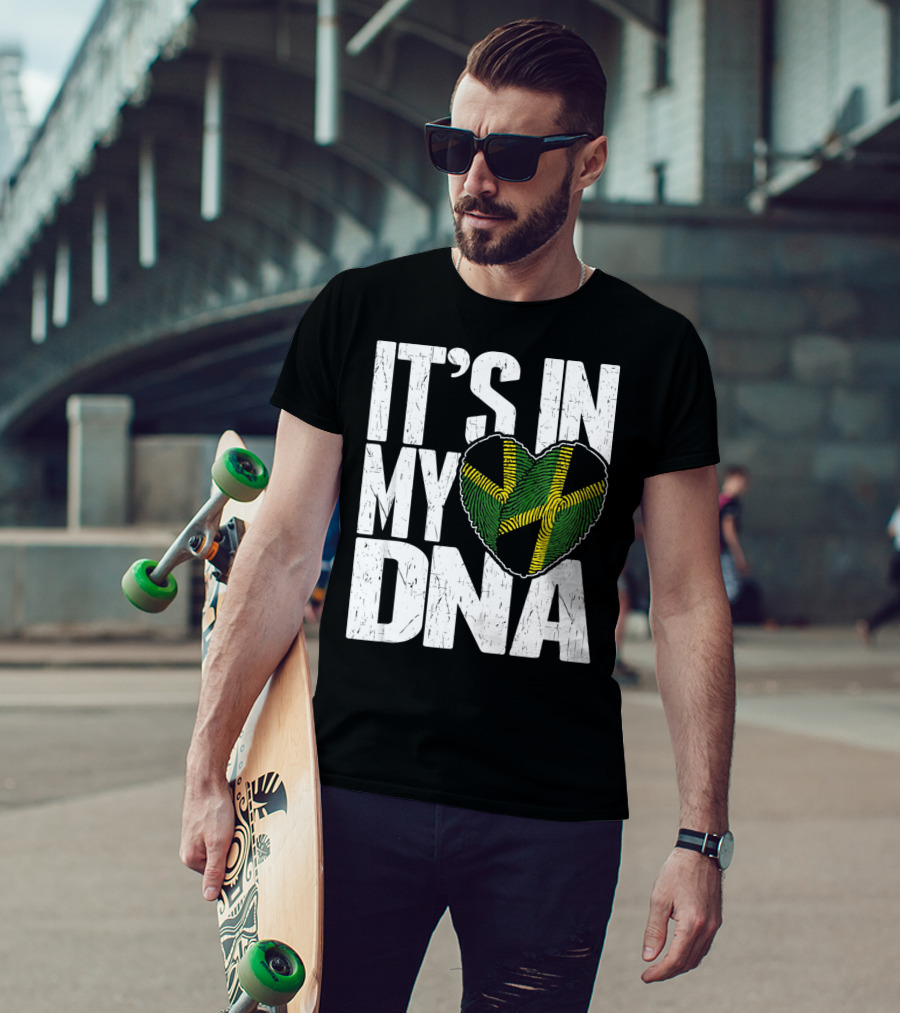 IT'S IN MY DNA Jamaican Flag Heart T-Shirt