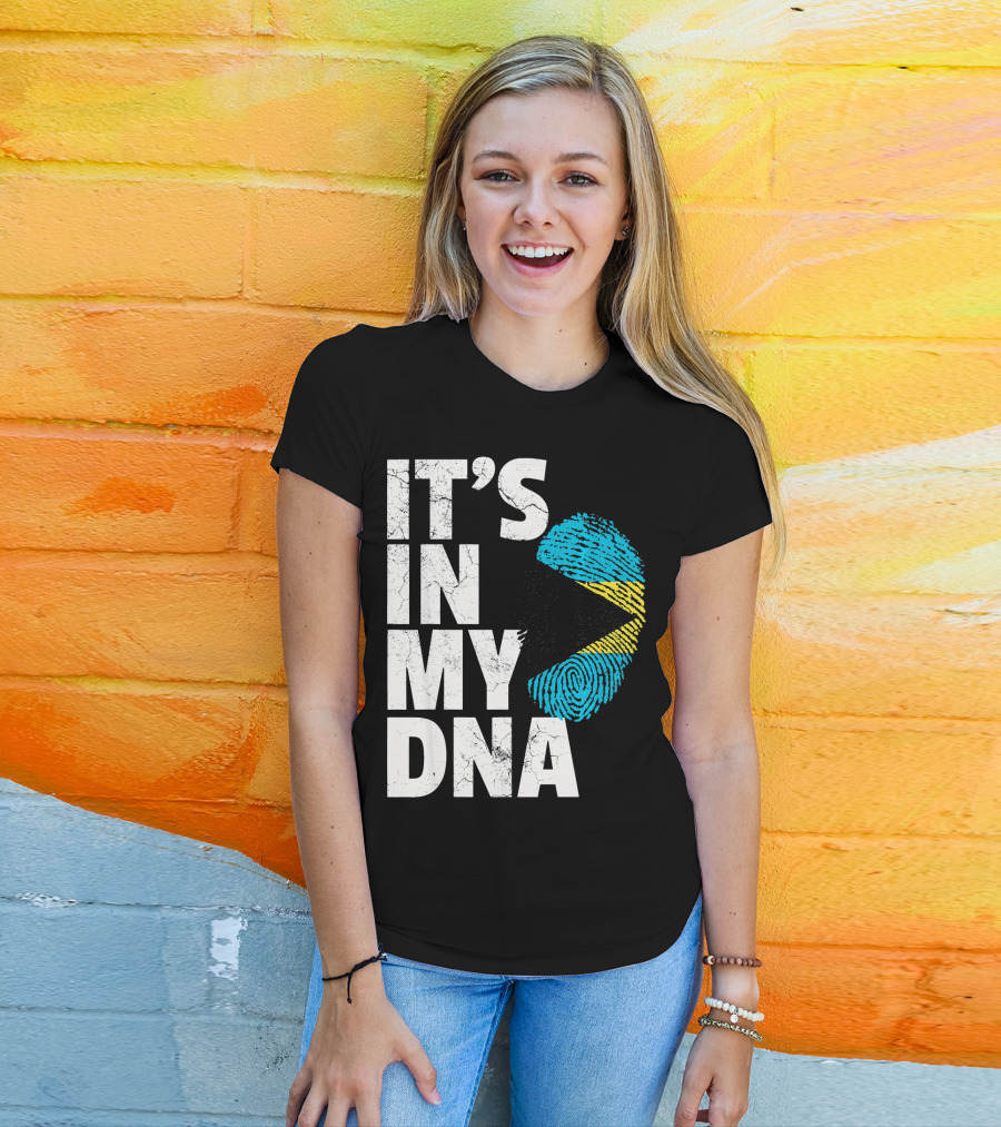 IT'S IN MY DNA Bahamas Bahamian Flag Fingerprint T-Shirt