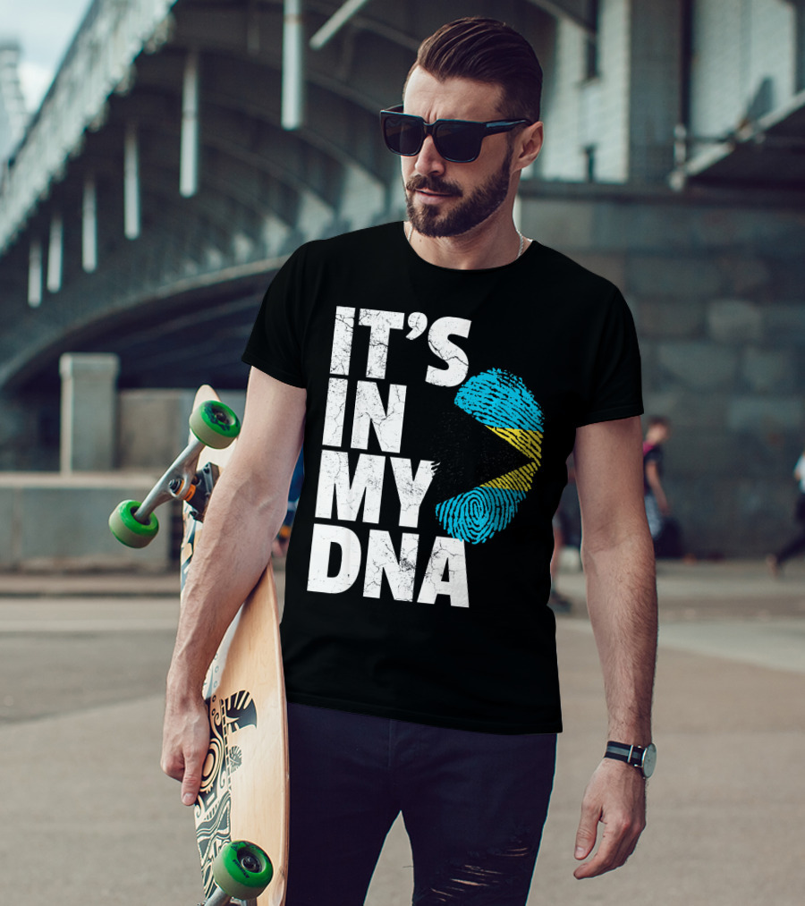 IT'S IN MY DNA Bahamas Bahamian Flag Fingerprint T-Shirt