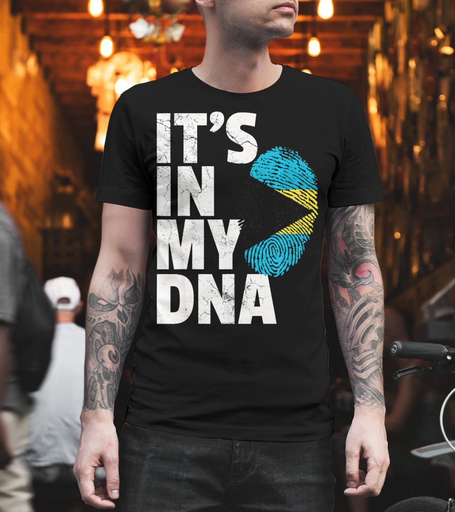 IT'S IN MY DNA Bahamas Bahamian Flag Fingerprint T-Shirt