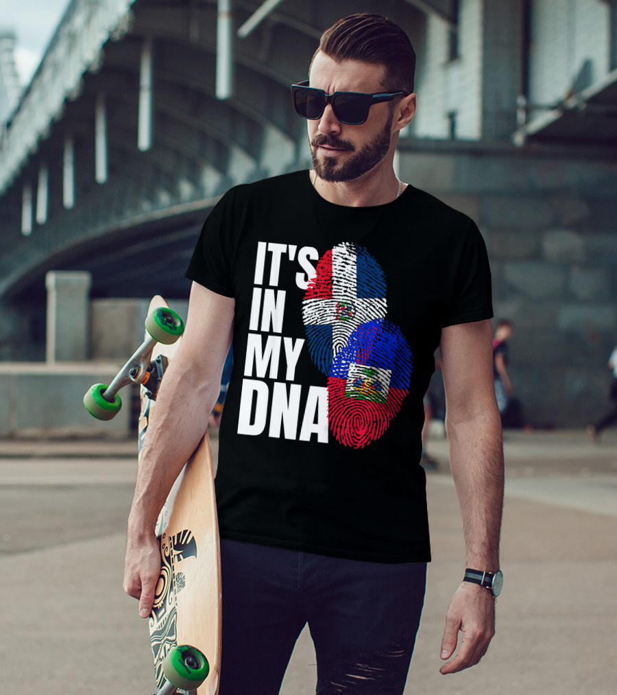 IT'S IN MY DNA Haitian And Dominican Flag Heritage Mix T-Shirt