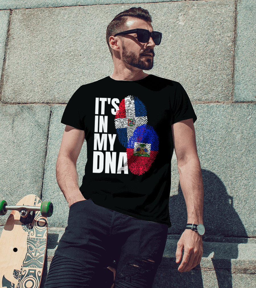 IT'S IN MY DNA Haitian And Dominican Flag Heritage Mix T-Shirt