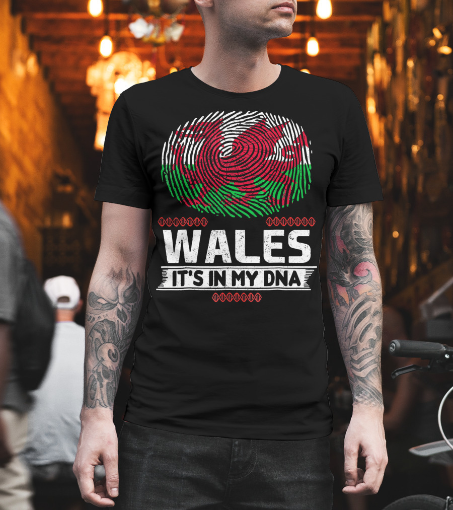 Wales It's In My DNA Welsh Flag Fingerprint T-Shirt