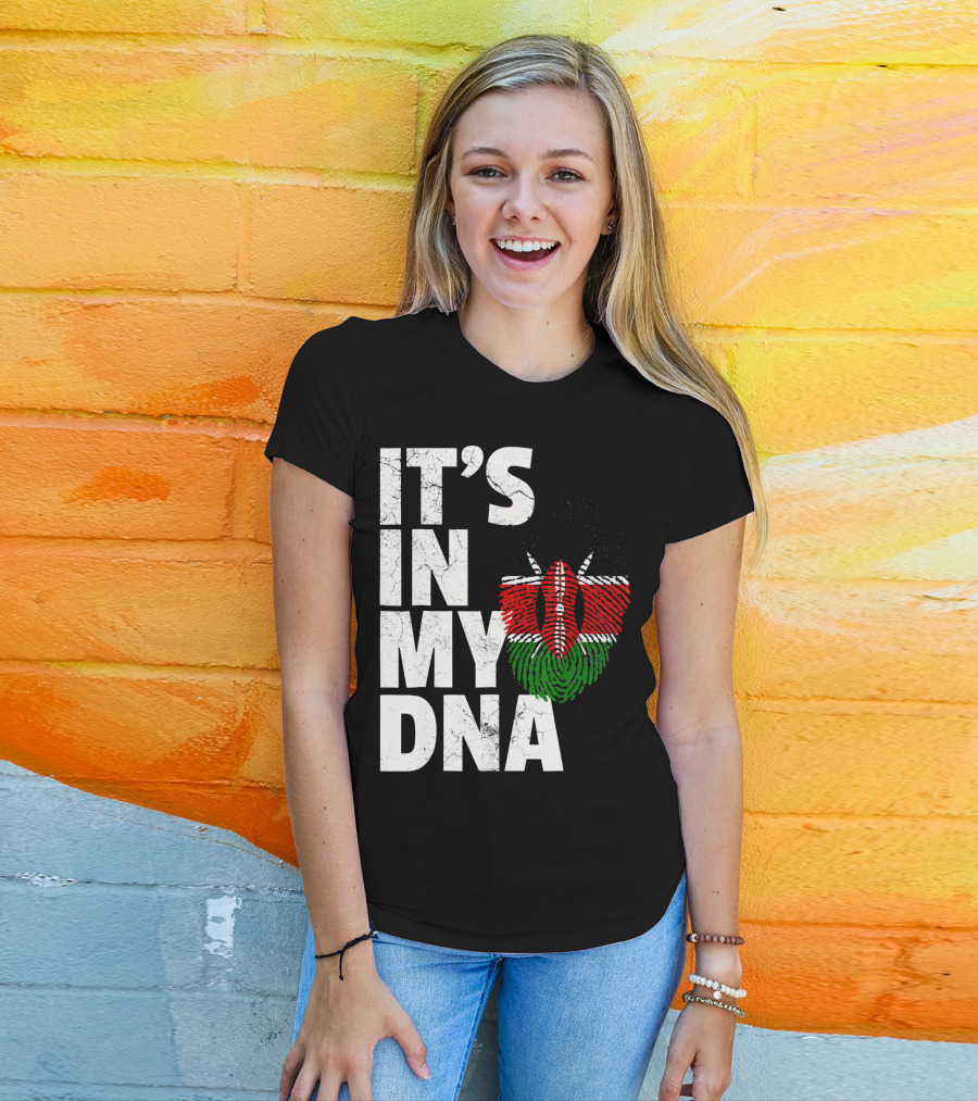ITS IN MY DNA Kenya Flag Fingerprint T-Shirt