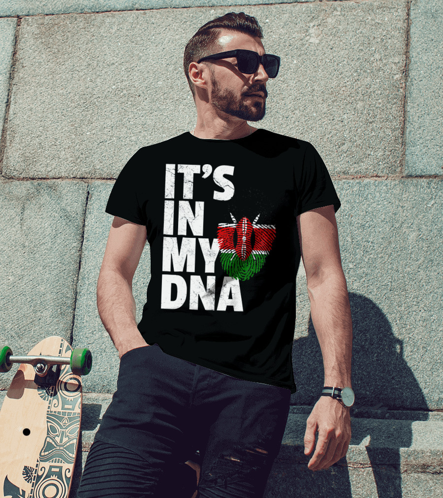 ITS IN MY DNA Kenya Flag Fingerprint T-Shirt
