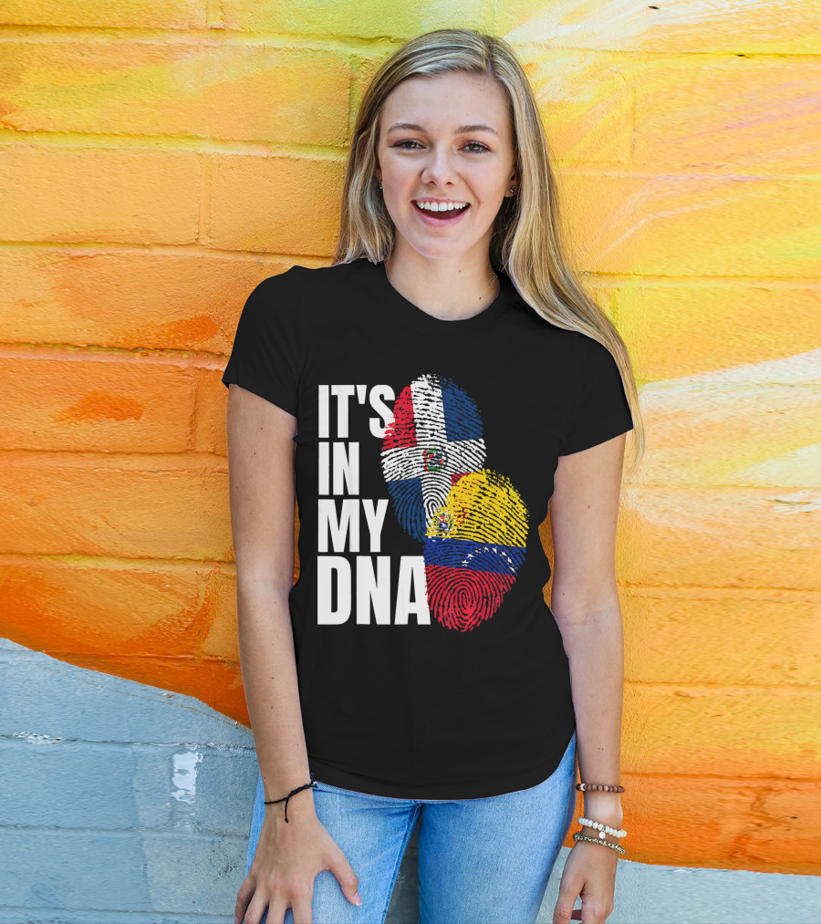 It's In My DNA Dominican Venezuelan Fingerprint Flags T-Shirt