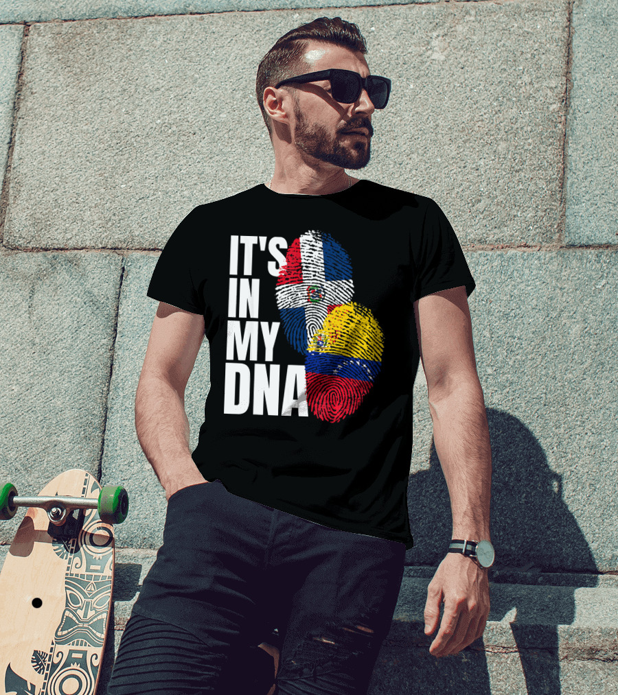 It's In My DNA Dominican Venezuelan Fingerprint Flags T-Shirt
