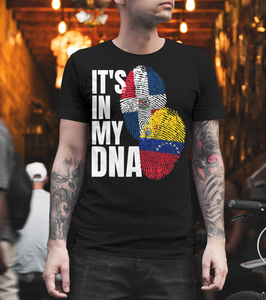 It's In My DNA Dominican Venezuelan Fingerprint Flags T-Shirt