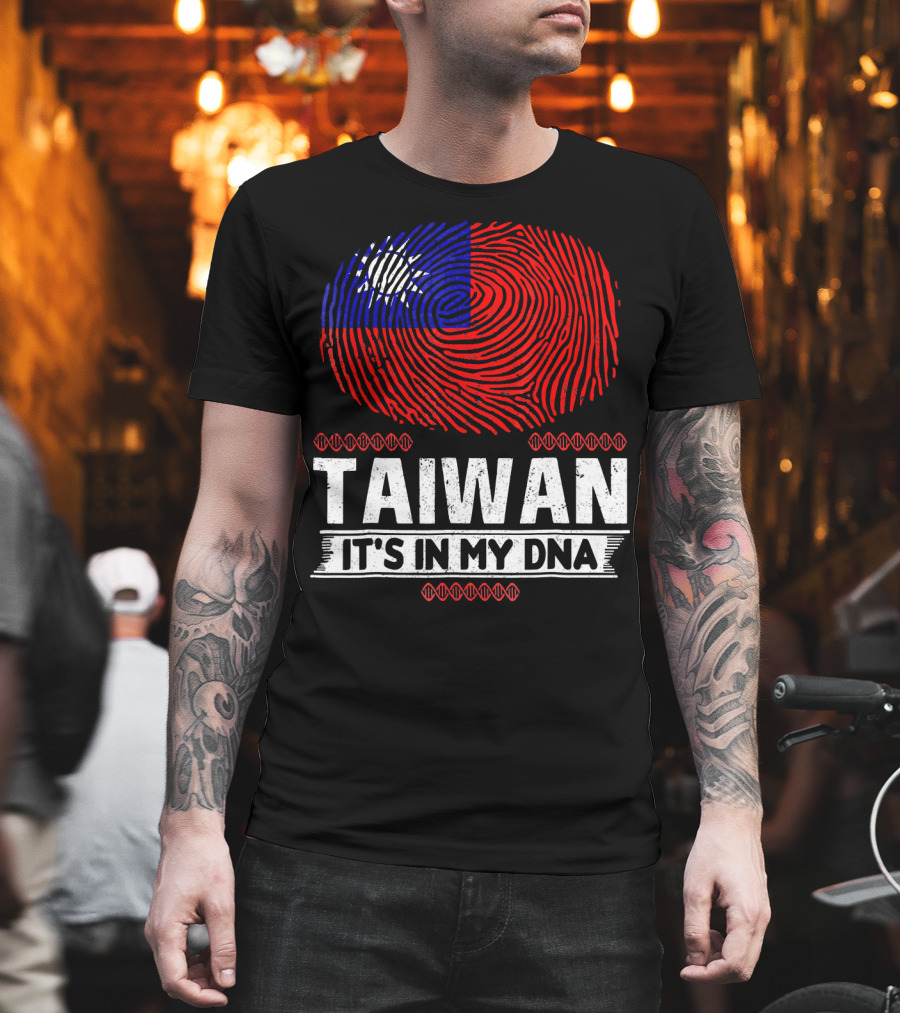 TAIWAN IT'S IN MY DNA Fingerprint Taiwanese Flag T-Shirt
